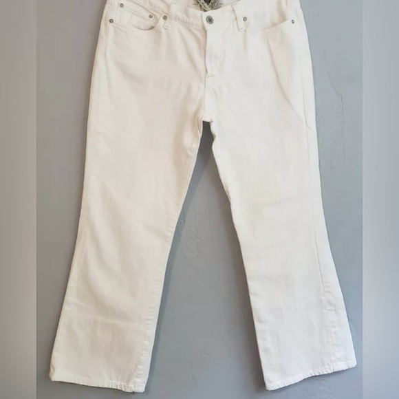 Lucky Brand Sheffield Sweet N Low White Bootcut Jeans Women 16 / 33 spot in pics - Picture 1 of 16